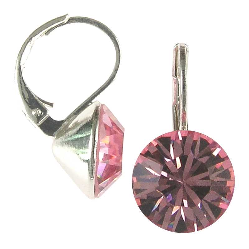 8mm Ohrringe mit Swarovski Kristall in der Farbe Rose Hell